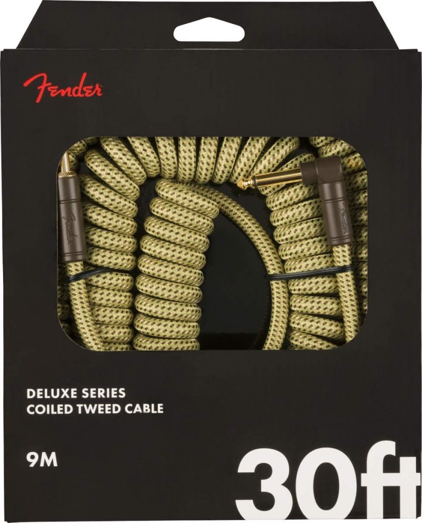 Fender 0990823050 Deluxe Series Coil Guitar Cable - Straight to Right Angle - 30 foot Tweed