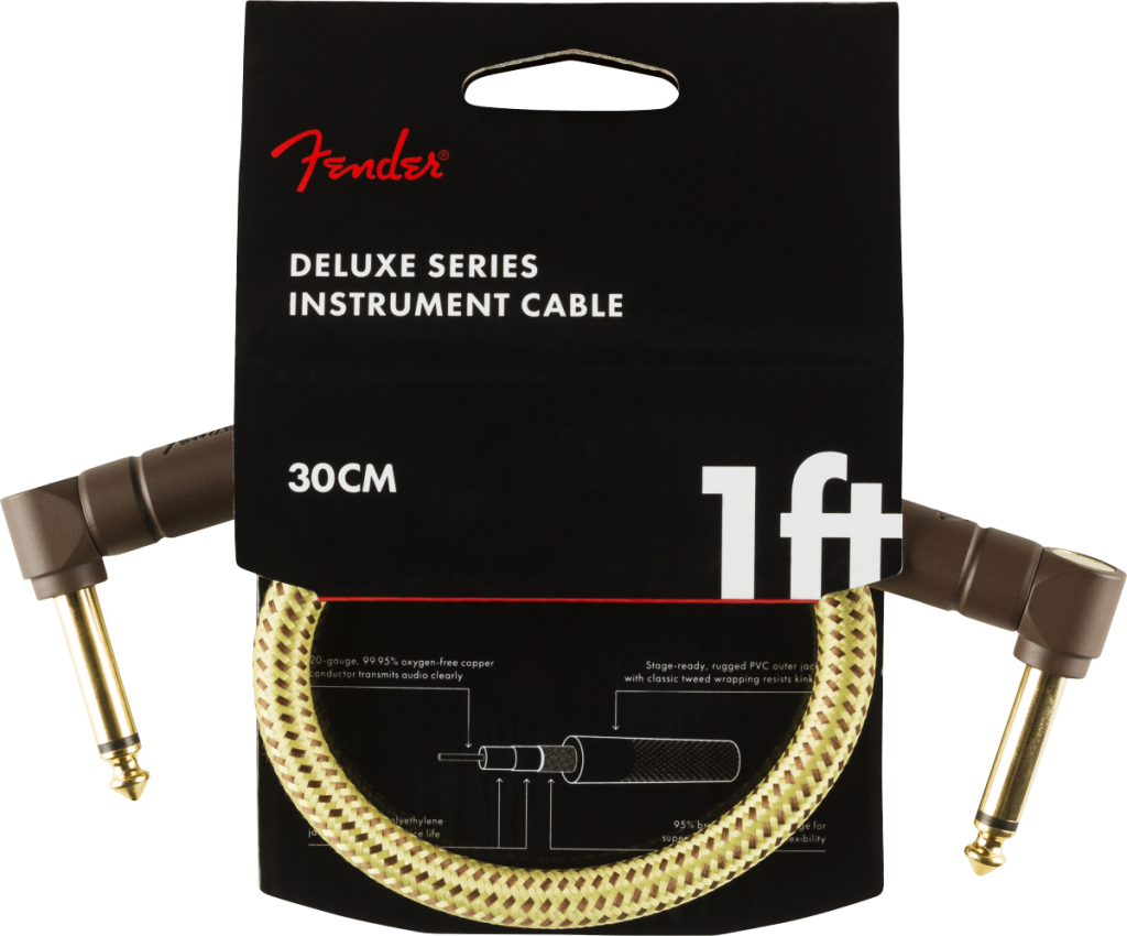 Fender 0990820097 Deluxe Series Right Angle to Right Angle Instrument Cable - 1 foot Tweed