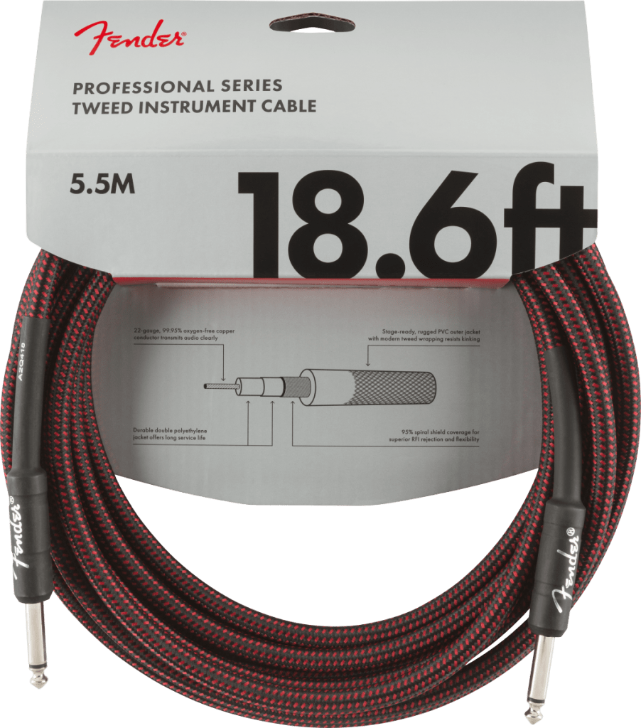Fender 0990820067 Professional Series Straight to Straight Instrument Cable - 18.6 foot Red Tweed