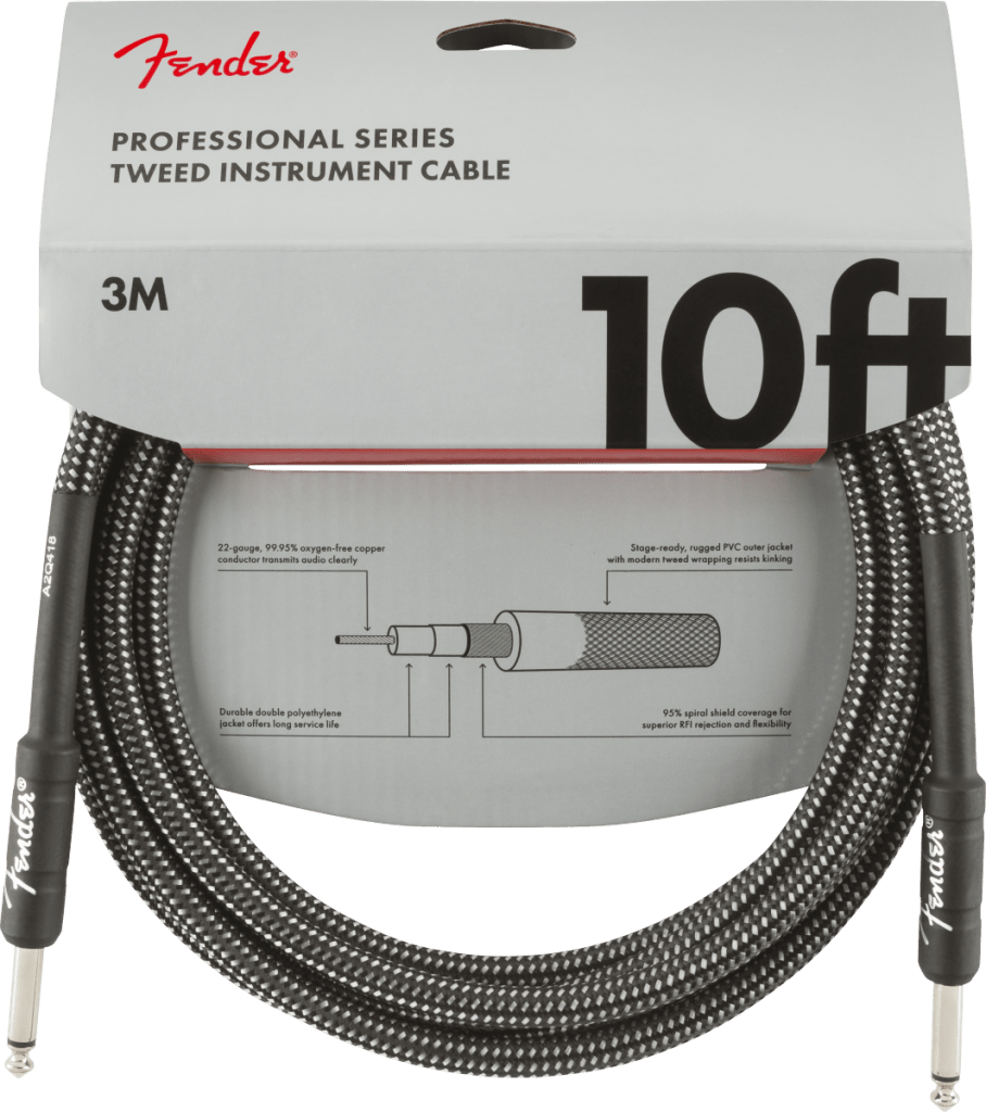 Fender 0990820062 Professional Series Straight to Straight Instrument Cable - 10 foot Gray Tweed
