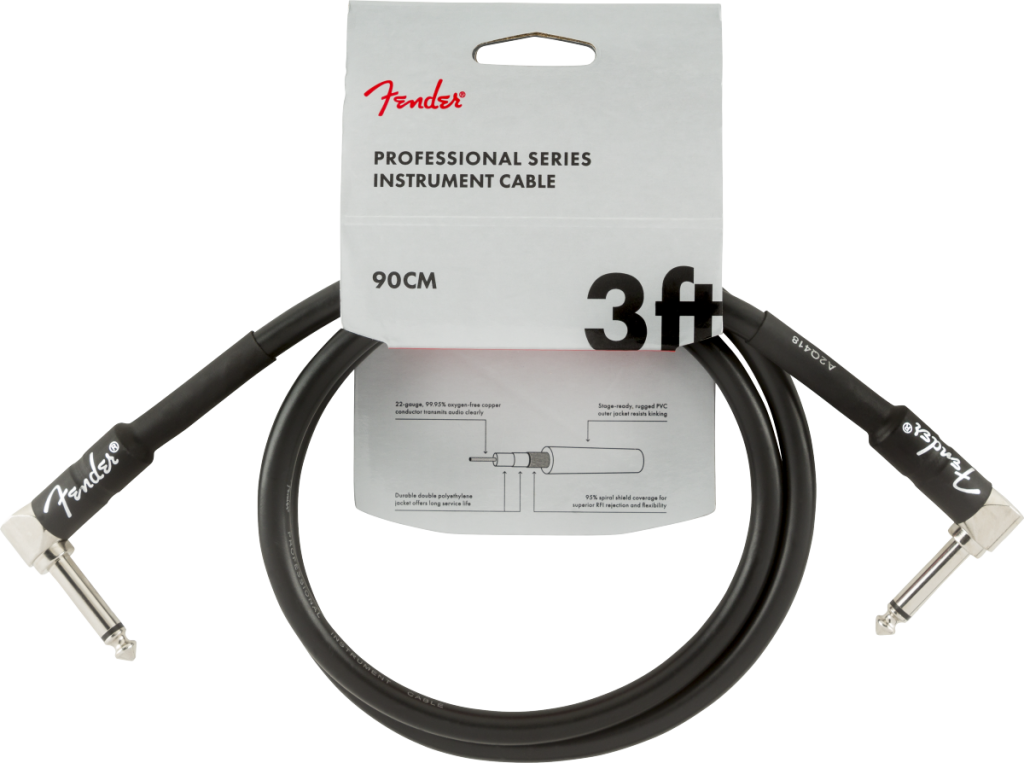 Fender 0990820058 Professional Series Right Angle to Right Angle Instrument Cable - 3 foot Black