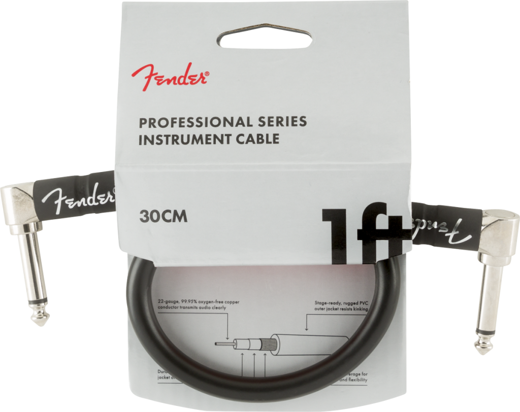 Fender 0990820057 Professional Series Right Angle to Right Angle Instrument Cable - 1 foot Black