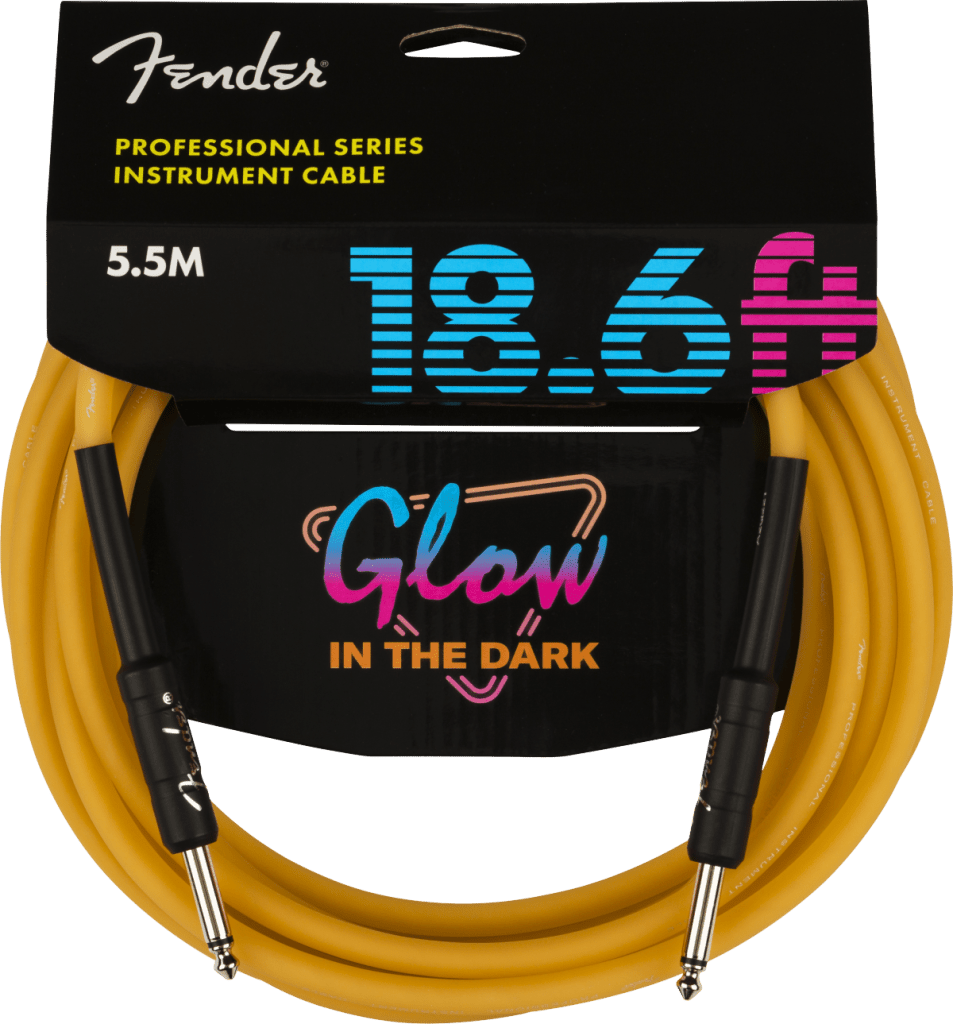Fender 0990818113 Professional Series Glow in the Dark Orange Instrument Cable - 18.6 Feet