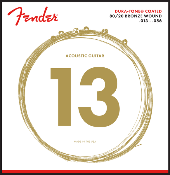 Fender Dura-Tone Coated 80/20 Bronze Acoustic Guitar Strings, 880M .013-.056