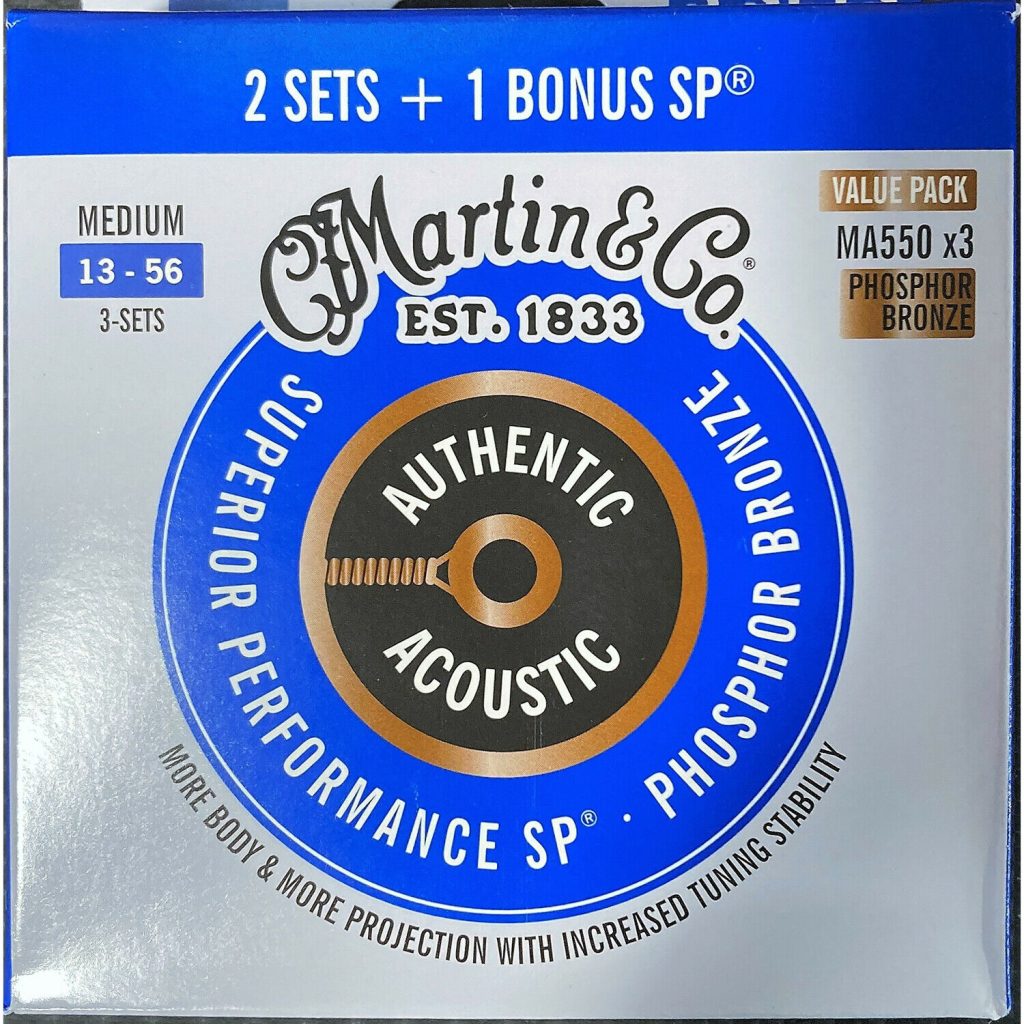 Martin MA550 Authentic Acoustic SP Guitar Strings - 92/8 Phosphor Bronze Medium (3-pack)