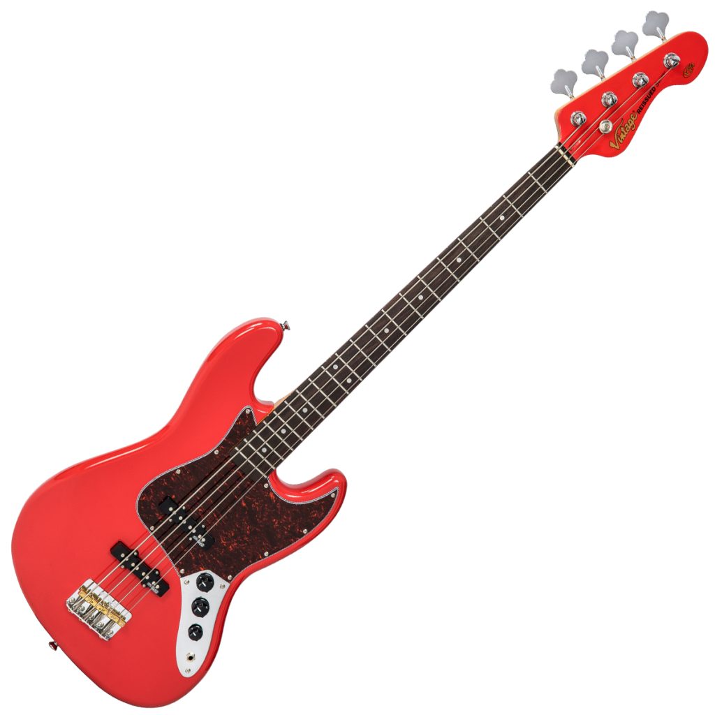 Vintage VJ74 Reissued 4 String Bass ~ Firenza Red