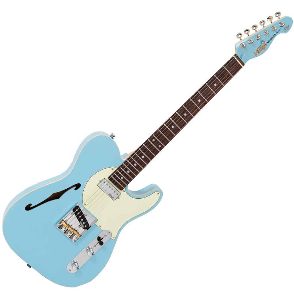 NEW!! Vintage V72 Semi-Hollow Electric Guitar ~ Laguna Blue
