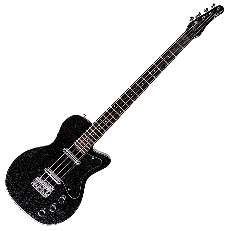 Silvertone Classic 1444 BSF Short Scale Electric Bass, Black Silver Flake